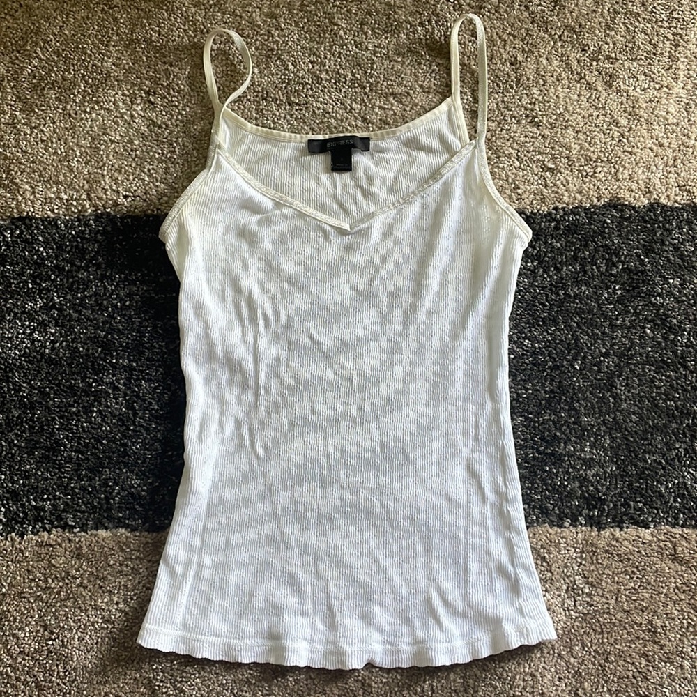 Express White Tank top w Glitter // Womens S